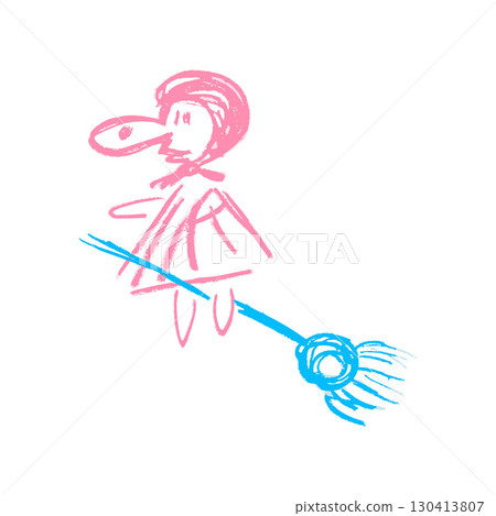 Children's icon with wax crayons and pastels 130413807