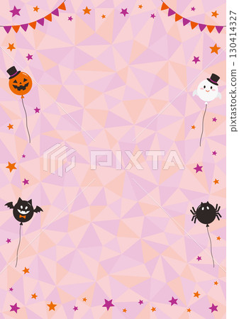 受萬聖節啟發的帶有飛行氣球的垂直多邊形背景框架 130414327