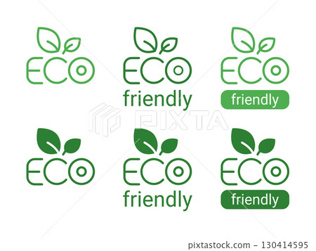 Set of Eco friendly icons. Organic natural food labels. Environment, nature, recycle, renewable energy, eco-friendly, green symbol. 130414595