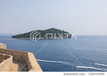 Adriatic Sea seen from the walls of the old city of Dubrovnik, Croatia, Europe 130414940