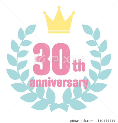 Colorful and cute crown and laurel anniversary icon 30th anniversary 130415145