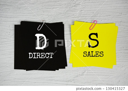 DS - Direct Sales text on stick note on concrete background 130415327