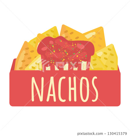 Nachos and salsa illustration Nachos and salsa illustration 130415379