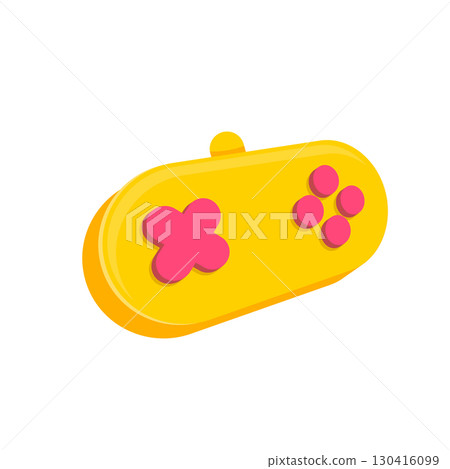 Yellow and pink cartoon gamepad vector illustration, cute gaming console design for kids, fun graphic element for apps, websites, stickers, labels, creative game development, technology, entertainment Yellow and pink cartoon gamepad vector illustration, cute gaming console design for kids, fun graphic element for apps, websites, stickers, labels, creative game development, technology, entertainment 130416099