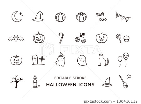 Halloween icon set (monochrome) 130416112