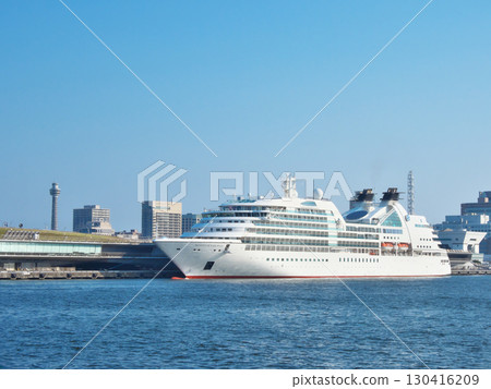 Mitsui Ocean Fuji moored at Osanbashi Pier in Yokohama Cityscape (August 2025) 130416209