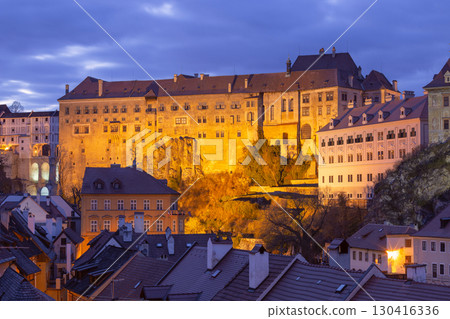 Cesky Krumlov at sunset, Czech Republic 130416336