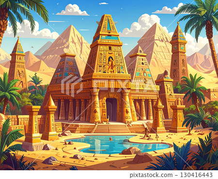 藍天下的寺廟遺址讓人聯想到古埃及的冒險故事 藍天下的寺廟遺址讓人聯想到古埃及的冒險故事 130416443