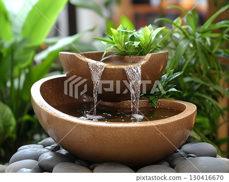 garden, fountain, pond 130416670