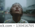 雨中行走的女孩 130416705
