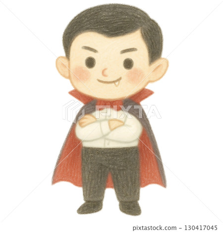 Cute cartoon character of a boy dressed like a dracula, Cute Little Vampire Boy Halloween Illustration 130417045