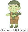 Cute Little Frankenstein Halloween Illustration 130417048