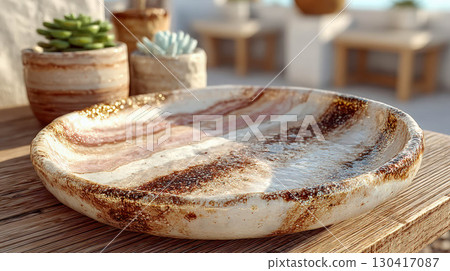 ceramic plate on a minimalist background 130417087