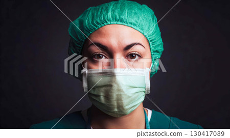 portrait of a young surgeon in surgical mask 130417089