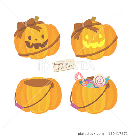 Cute Halloween pumpkin set for trick or treat 130417271