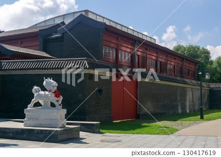 qilin statue at the entrance to the traditional Chinese park Huaming qilin statue at the entrance to the traditional Chinese park Huaming 130417619