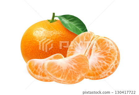 橘子插圖逼真的白色背景 橘子插圖逼真的白色背景 130417722