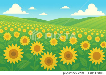 向日葵田向量藝術 130417806