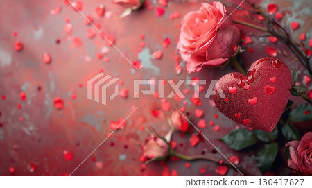 Red heart. Valentine's Day. Love. generative ai. 130417827