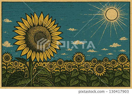 Sunflower field print style 130417903