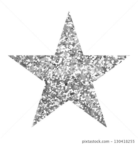Silver glitter star cutout with sparkling texture, isolated on transparent background. Ideal for awards, celebration graphics, luxury style, or elegant festive elements. Vector illustration Silver glitter star cutout with sparkling texture, isolated on transparent background. Ideal for awards, celebration graphics, luxury style, or elegant festive elements. Vector illustration 130418255