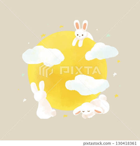 兔子賞月的插畫 130418361