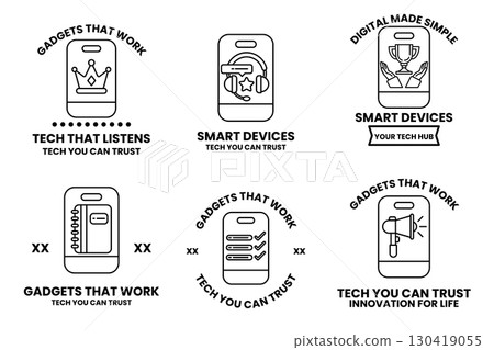 The image is a collection of six different logos for various tech products 130419055