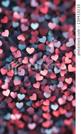 Blurred colorful hearts floating in the air, creating a vibrant and romantic background, perfect for valentine's day, mother's day, anniversaries, or any celebration of love and affection 130419218