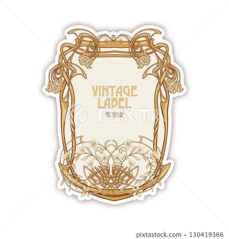 Decorative flowers and leaves in art nouveau style 130419366
