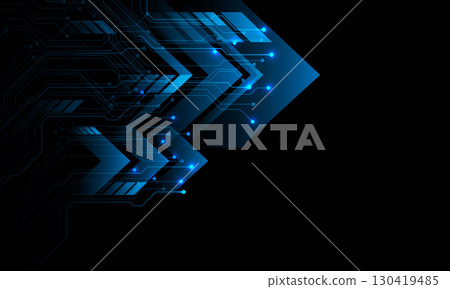 Abstract blue circuit board technology connected lines power arrow digital on black background vector 130419485