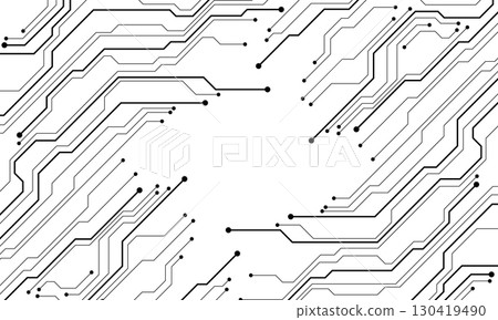 Abstract black circuit board technology connected lines electronics elements computer motherboard chip processor semiconductor digital on white background vector 130419490