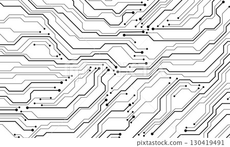 Abstract black circuit board technology connected lines electronics elements computer motherboard chip processor semiconductor digital on white background vector Abstract black circuit board technology connected lines electronics elements computer motherboard chip processor semiconductor digital on white background vector 130419491