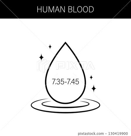 Ph blood icon. Normal human blood ph Level. Health care concept. Flat Vector illustration Ph blood icon. Normal human blood ph Level. Health care concept. Flat Vector illustration 130419900