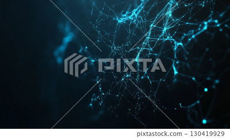 Medical plexus network forming complex structure with interconnecting lines and dots evolving on a dark background, symbolizing innovation in healthcare and scientific discovery 130419929