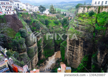 Ronda Spain Gorge with Guadalevin River After Spring Rain. 130420807