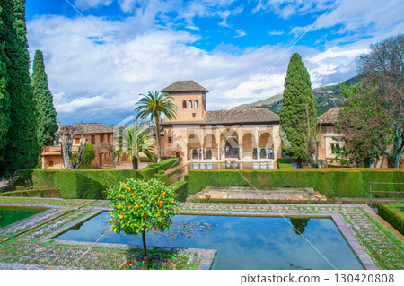 The Partal Gardens at the Alhambra Palace in Granada, Spain. The Partal Gardens at the Alhambra Palace in Granada, Spain. 130420808