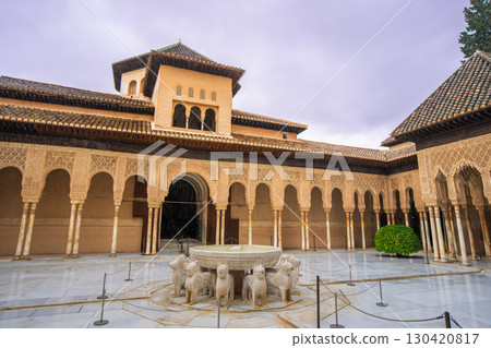 Fountain and Columns in Court of the Lions at La Alhambra Spain. Fountain and Columns in Court of the Lions at La Alhambra Spain. 130420817