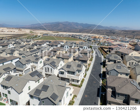 New development real estate. Aerial view of residential houses and driveways neighborhood in south San Diego, Chula Vista 130421206
