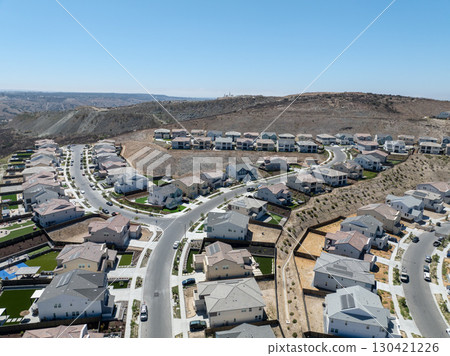 New development real estate. Aerial view of residential houses and driveways neighborhood in south San Diego, Chula Vista 130421226