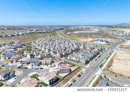 New development real estate. Aerial view of residential houses and driveways neighborhood in south San Diego, Chula Vista 130421227