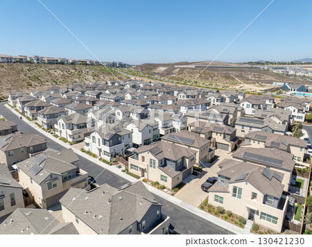 New development real estate. Aerial view of residential houses and driveways neighborhood in south San Diego, Chula Vista 130421230