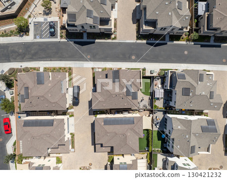 New development real estate. Aerial view of residential houses and driveways neighborhood in south San Diego, Chula Vista 130421232
