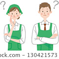 思考的超市店員插圖，兼職，兼職，男性和女性 130421573