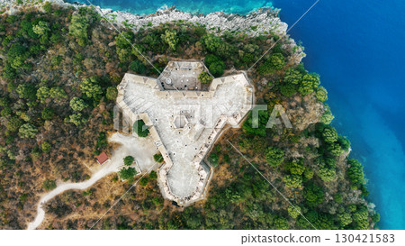 Aerial Drone View of Porto Palermo Castle 130421583