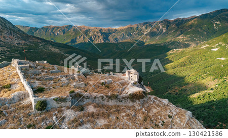 Aerial Drone Landscape of Borsh Castle Albania Aerial Drone Landscape of Borsh Castle Albania 130421586
