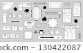Black and white furniture outline set 130422087