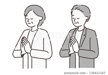 Elderly men and women praying together 130422167