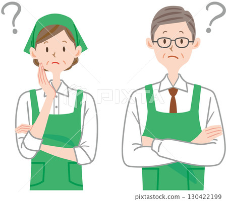 思考的超市店員插圖,兼職,兼職,男性和女性 思考的超市店員插圖,兼職,兼職,男性和女性 130422199