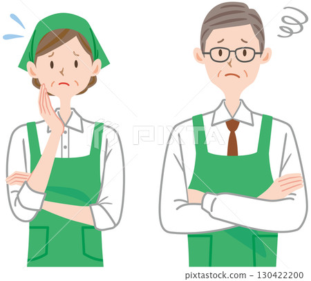 陷入困境的超市店員的插圖，中年，兼職，兼職 130422200