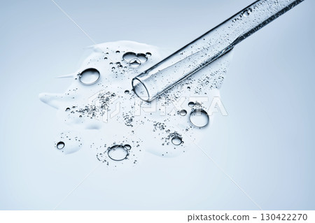 A test tube with spilled serum. Demonstration of the texture. 130422270